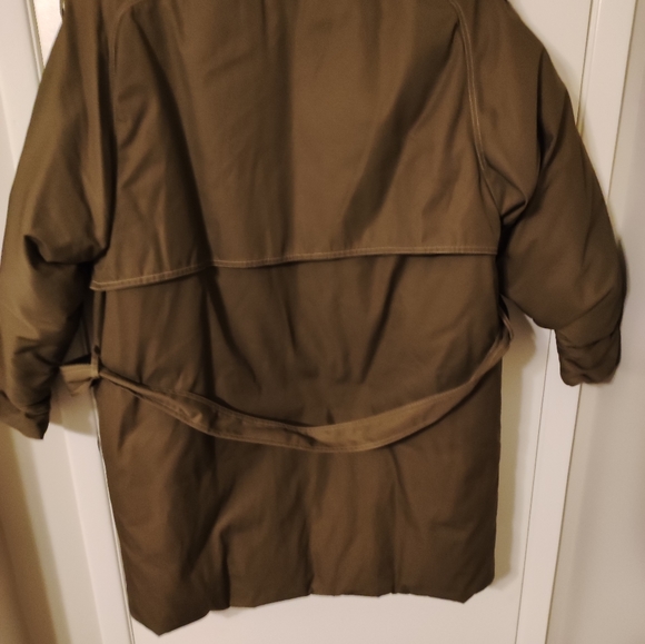 ♥️Mulberry Street Down Parka KhakiGreen long L flannel lined EUC - Picture 5 of 8